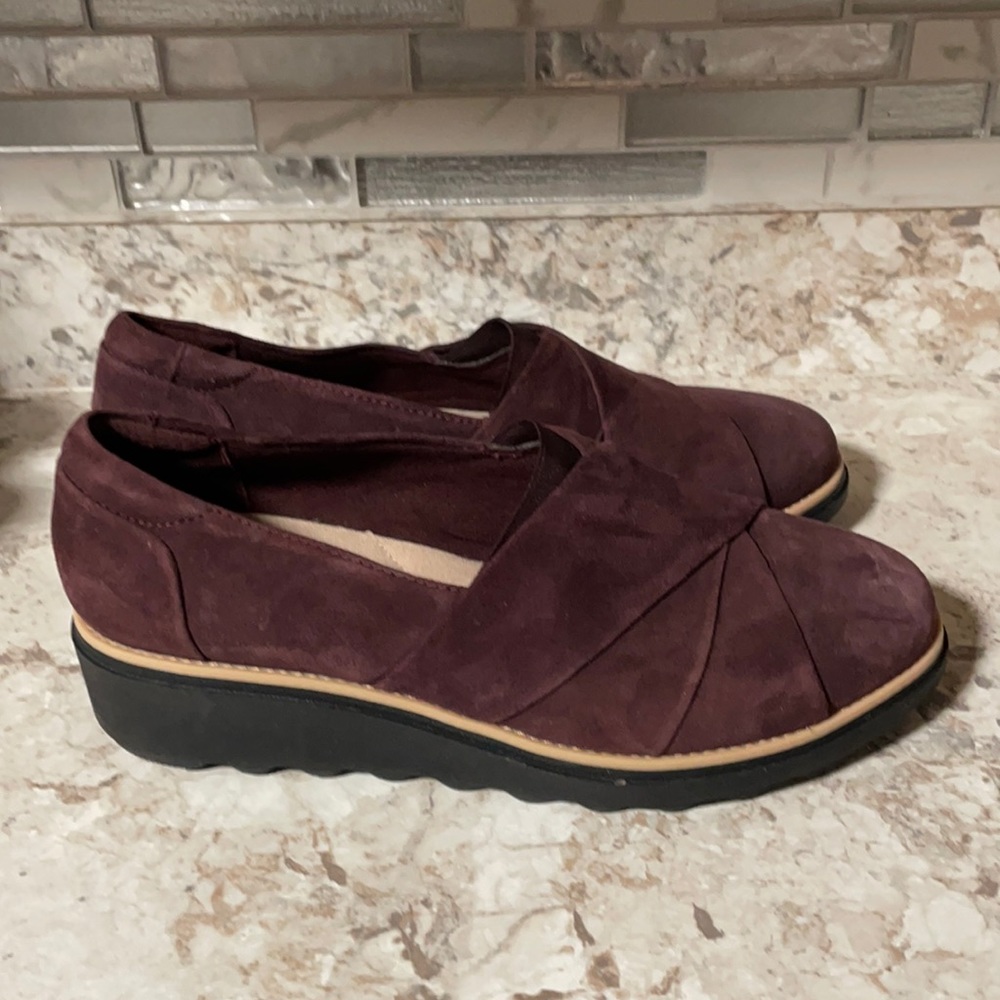 Clarks Burgundy Suede Shoes